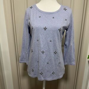 Talbots Lavender Embellished Long Sleeve Top